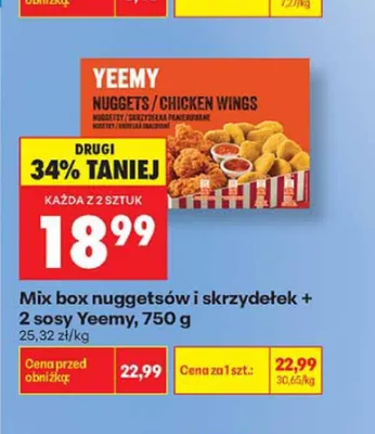 Mix box nuggetsów i skrzydełek + 2 sosy Yeemy promocja w Biedronka