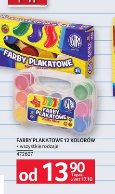 Farby plakatowe 12 kolorów Astra promocja w Selgros
