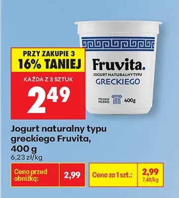 Jogurt naturalny typu greckiego promocja w Biedronka