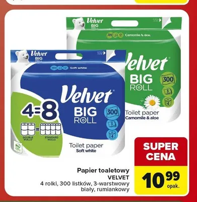 Papier toaletowy biały Velvet Big Roll 4-pak promocja w Carrefour Market