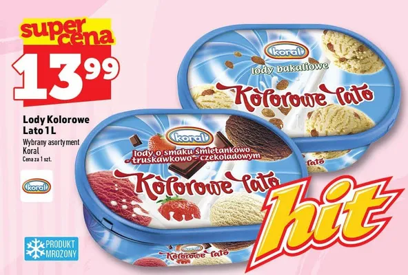 Lody śmietankowo-truskawkowo-czekoladowe Koral Kolorowe Lato promocja w TOPAZ