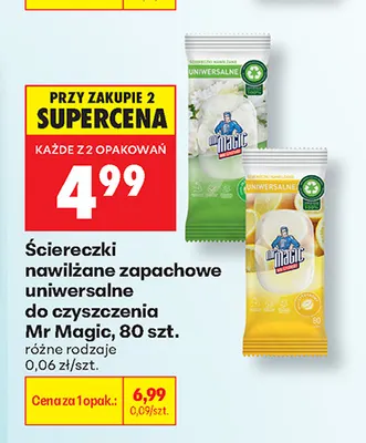 Ściereczki nawilżane zapachowe uniwersalne do czyszczenia Mr Magic promocja w Biedronka
