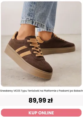 Sneakersy VICES typu tenisówki na platformie z paskami po bokach promocja w Renee
