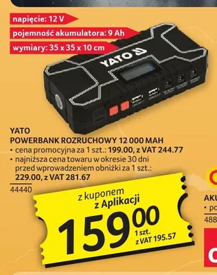 Powerbank rozruchowy Yato 12 000mAh promocja w Selgros
