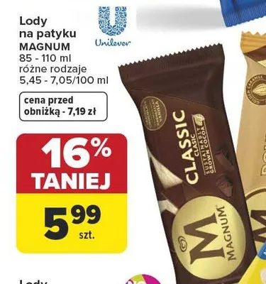 Lody na patyku różne rodzaje promocja w Carrefour