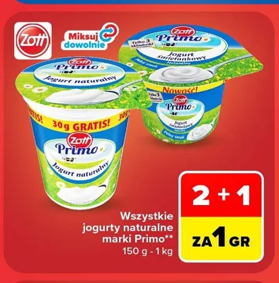 Jogurt śmietankowy Zott Primo promocja w Carrefour