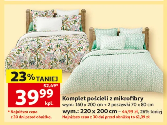 Komplet pościeli z mikrofibry 220x200cm promocja w Auchan