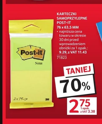 Karteczki samoprzylepne Post-it 76x63,5 mm promocja w Selgros