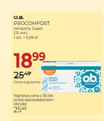 Tampony O.B. ProComfort Super promocja w Drogerie Jawa