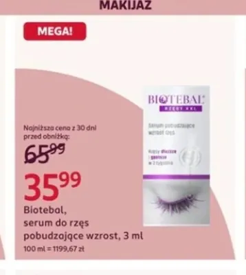 Serum do rzęs pobudzające wzrost Biotebal Rzęsy XXL promocja w Rossmann