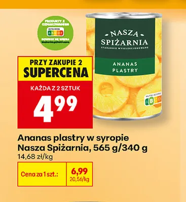 Ananas plastry w syropie Nasza Spiżarnia promocja w Biedronka
