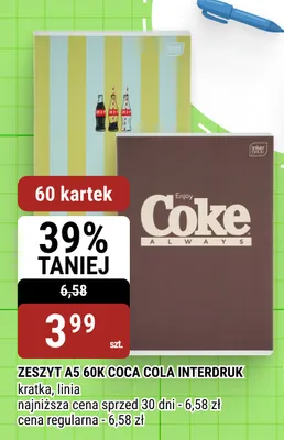 Zeszyt A5 60 kartek Coca-Cola Interdruk promocja w bi1