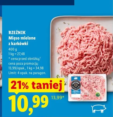 Mięso mielone z karkówki Rzeźnik promocja w Lidl