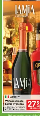 Wino musujące Lamia Prosecco białe półwytrawne promocja w Makro