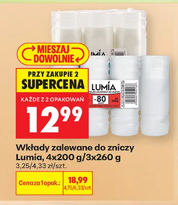 Wkłady zalewane do zniczy Lumia 4-pak 200 g promocja w Biedronka