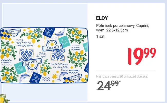 Półmisek porcelanowy ELOY Caprini 22,5x12,5 cm promocja w Rossmann