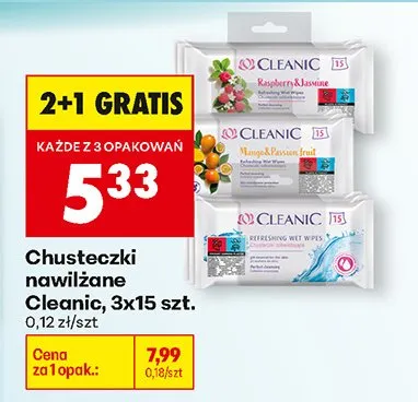 Chusteczki nawilżane 3x15szt. 2+1 GRATIS promocja w Biedronka