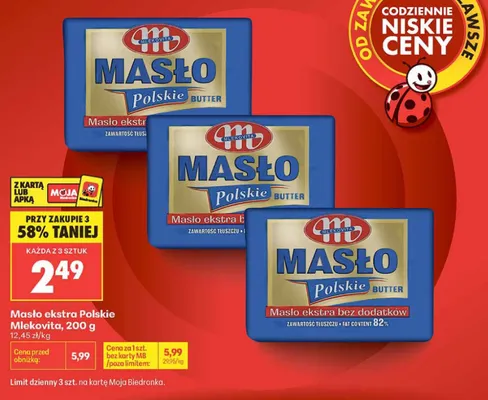 Masło ekstra Polskie Mlekovita promocja w Biedronka