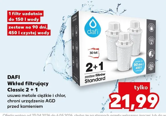 Wkład filtrujący Classic 2 + 1 usuwa metale ciężkie i chlor, chroni urządzenie AGD przed kamieniem promocja w Kaufland