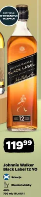 Whisky Johnnie Walker Black Label 12 YO Blended Scotch Whisky 40% promocja w Netto