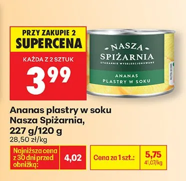 Ananas plastry w soku promocja w Biedronka