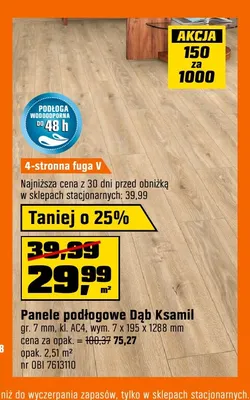 Panele podłogowe Dąb Ksamil promocja w OBI