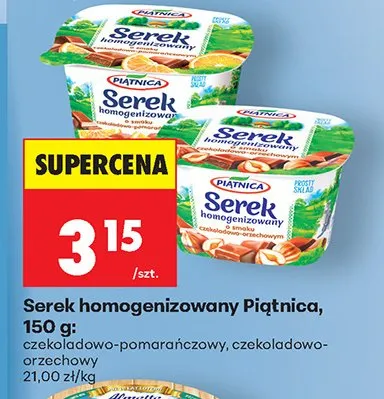 Serek homogenizowany bananowo-waniliowy, czekoladowo-pomarańczowy, czekoladowo-orzechowy promocja w Biedronka