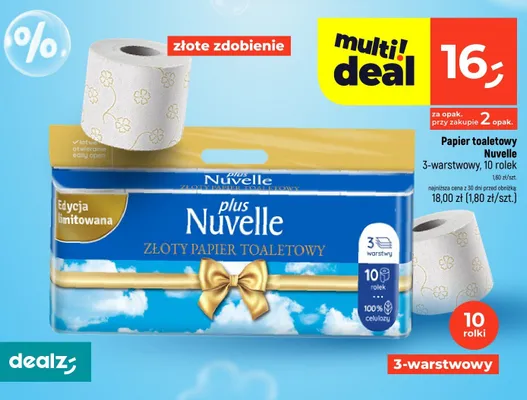 Papier toaletowy 3-warstwowy, 10 rolek promocja w Dealz