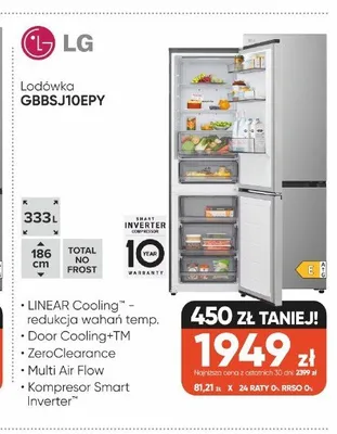 Lodówka LG GBBSJ10EPY promocja w Max Elektro