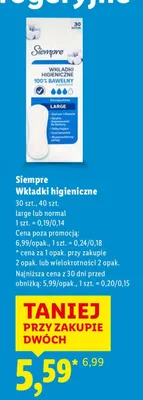 Wkładki higieniczne promocja w Lidl