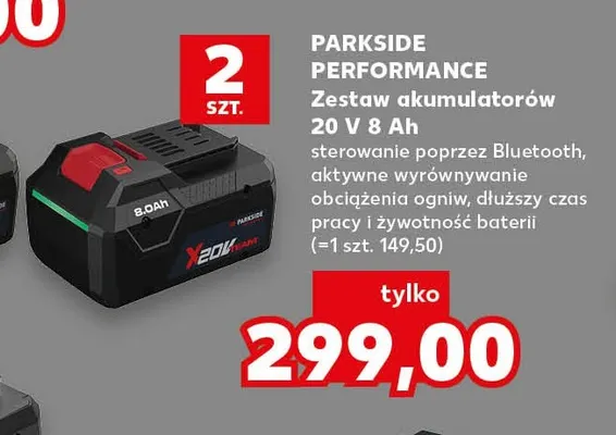 Zestaw akumulatorów 8Ah Parkside Performance 2-pak promocja w Kaufland