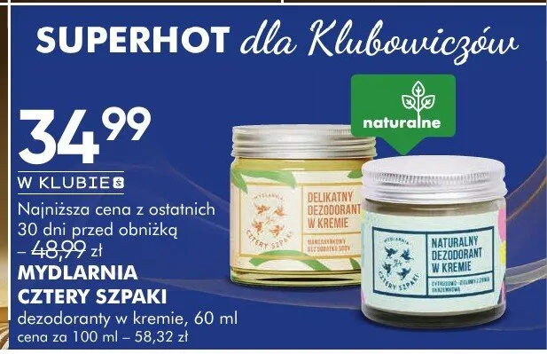 Mydlarnia cztery szpaki dezodoranty w kremie promocja w Super-Pharm