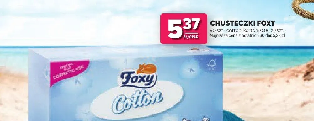 Chusteczki higieniczne Foxy Cotton promocja w Stokrotka