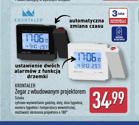 Zegar z wbudowanym projektorem Krontaler promocja w Aldi