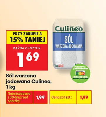 Sól warzona jodowana Culineo promocja w Biedronka