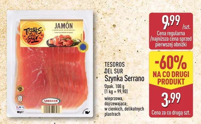 Szynka serrano Wiodąca marka saint azay promocja w Aldi