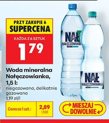 Woda mineralna delikatnie gazowana Nałęczowianka promocja w Biedronka