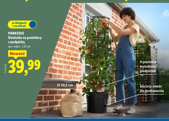 Doniczka na pomidory z podpórką wys. maks.: 1,53 cm promocja w Lidl