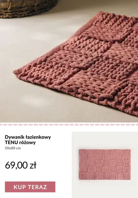 Dywanik łazienkowy TENU różowy 50x80 cm promocja w Homla