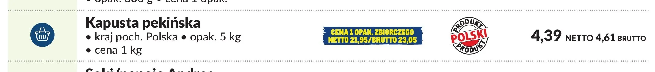 Kapusta pekińska polska promocja w Makro