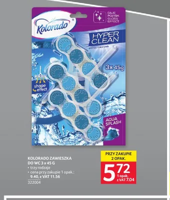 Zawieszka do WC Kolorado Hyper Clean Aqua Splash 3-pak 45g promocja w Selgros