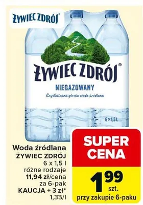 Woda źródlana niegazowana promocja w Carrefour