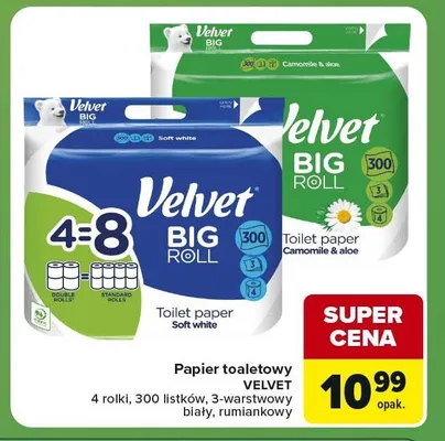 Papier toaletowy Velvet Big Roll rumiankowy promocja w Carrefour Express