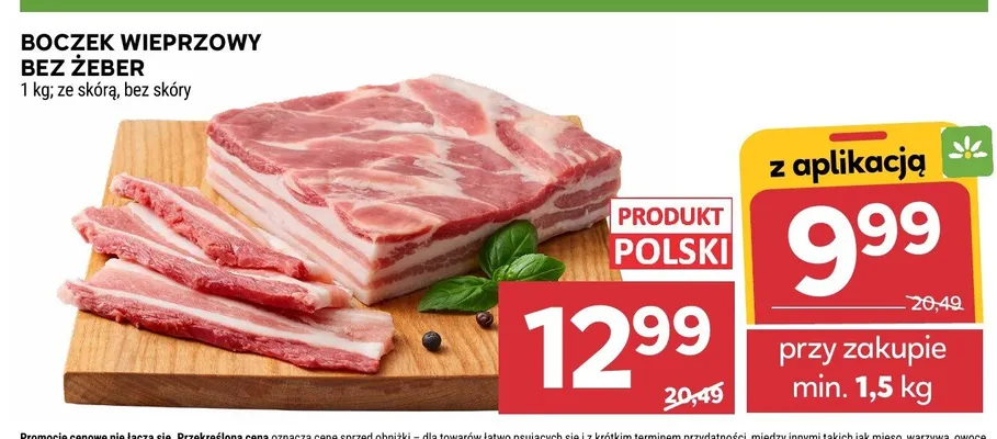 Boczek wieprzowy bez żeber bez skóry z aplikacją promocja w Stokrotka