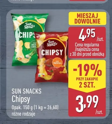 Chipsy papryka Sun Snacks promocja w Aldi