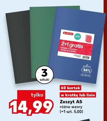 Zeszyt A5 Herlitz 3-pak 60 kartek w linie promocja w BACK TO SCHOOL