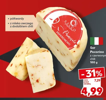 Ser Pecorino z czerwonym chili Sacco Primosale promocja w Kaufland