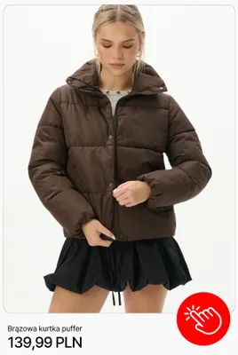 Brązowa kurtka puffer Cropp promocja w Cropp