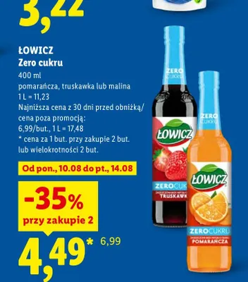 Syrop Łowicz Zero cukru pomarańcza promocja w Lidl