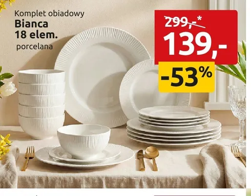 Komplet obiadowy Bianca 18 elementów promocja w Black Red White
